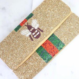 Queen Bee Beaded Crossbody Gold